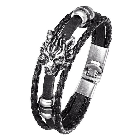 Bracelet Loup en Cuir